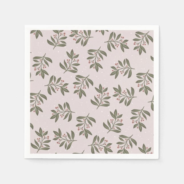 Serviette En Papier Brindilles d'hiver et neige (Devant)