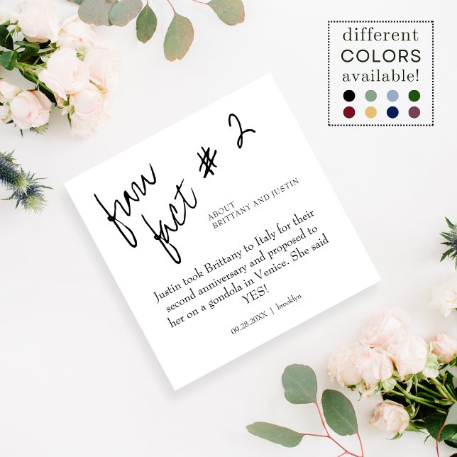Serviette En Papier Brittany Black White Fun Fact #2 Cocktail Mariage (Créateur téléchargé)