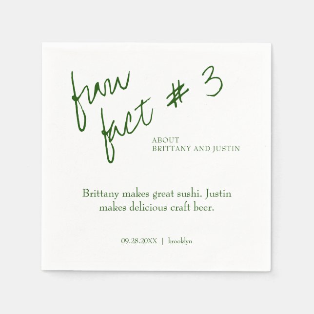 Serviette En Papier Brittany Simple Emerald Green Fun Fait #3 Mariage (Devant)