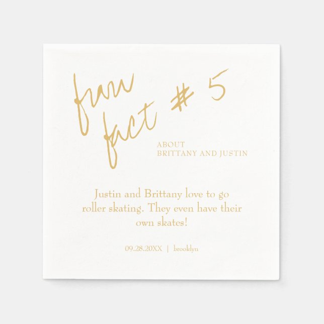 Serviette En Papier Brittany Simple Gold Fun fait #5 Mariage Napkins (Devant)