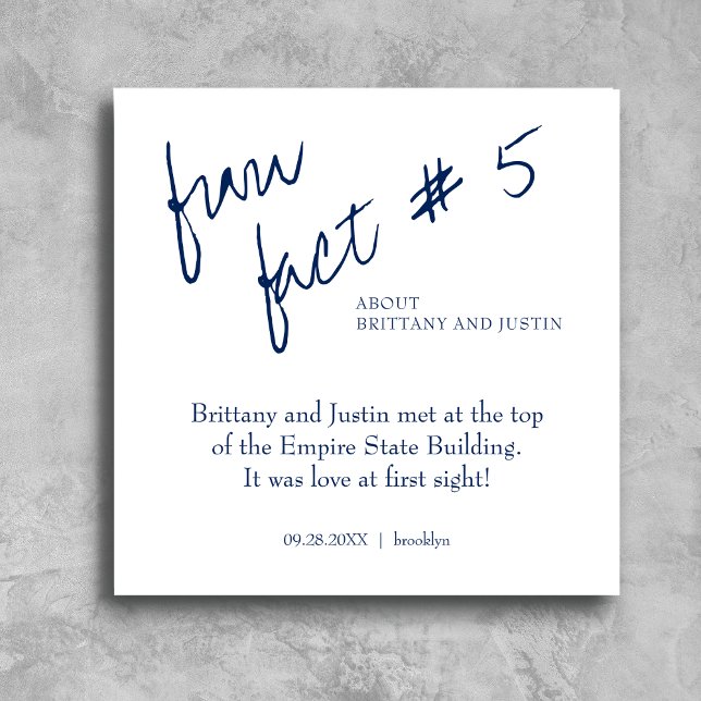Serviette En Papier Brittany Simple Navy Blue Fun fait #5 Mariage (Créateur téléchargé)