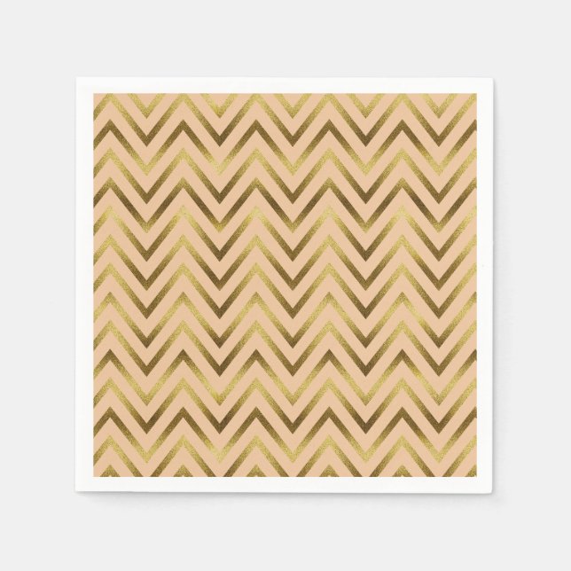 Serviette En Papier Broche et Or Chevron (Devant)