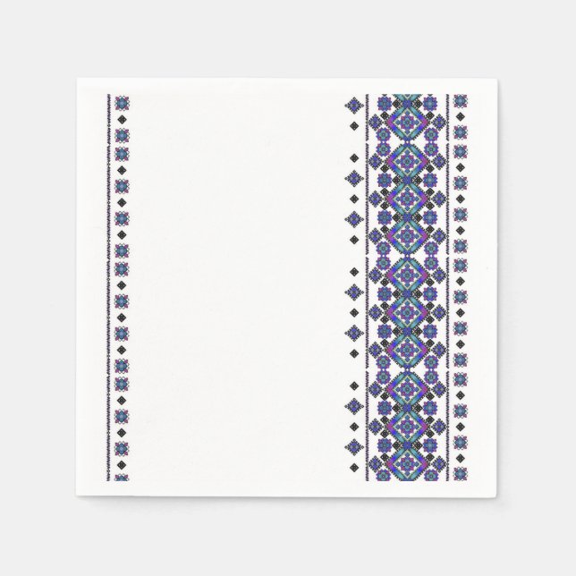 Serviette En Papier Broderie bleue (Devant)
