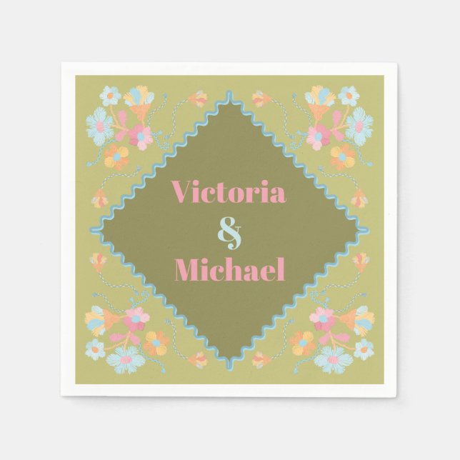 Serviette En Papier Broderie colorée (Devant)