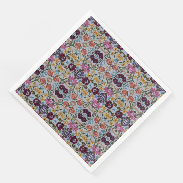 Serviette En Papier Broderie florale Motif avec de belles fleurs (Coin)