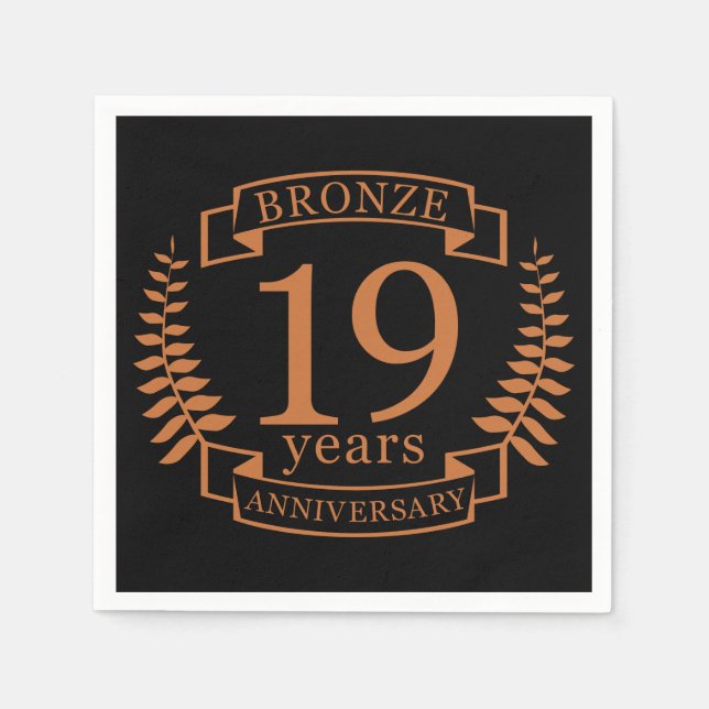 Serviette En Papier Bronze anniversaire traditionnel mariage 19 ans (Devant)