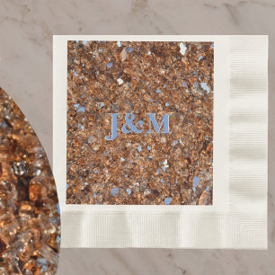 Serviette En Papier Bronze en verre d'or avec initiales