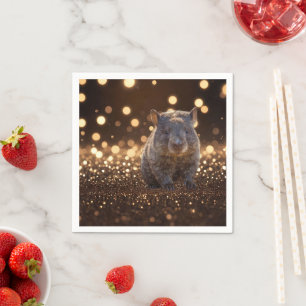 Serviette En Papier Brown Baby Wombat Sur Brown Bokeh Bliss,
