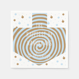 Serviette En Papier Brown bleu Hanoukka Swirl Dreidel