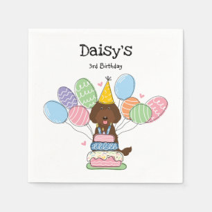 Serviette En Papier Brown Labradoodé Chien Anniversaire Papier de fête