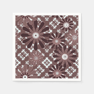 Serviette En Papier Brown, motif de fleurs