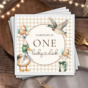 Serviette En Papier Brown One Lucky Duck Balloon 1er Anniversaire Napk