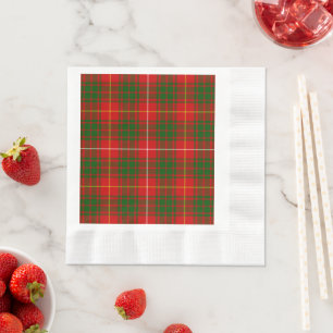 Serviette En Papier Bruce tartan rouge vert plaid