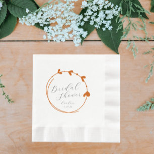 Serviette En Papier Brûlé Orange simple coeur Fête des mariées de cour