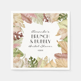Serviette En Papier Brunch Bubbly Fête des mariées Feuille tropicale