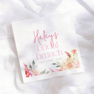 Serviette En Papier Brunch de mariage à l'aquarelle florale rose Baby 