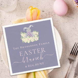 Serviette En Papier Brunch de Pâques personnalisé Lapin mignon Chasse 