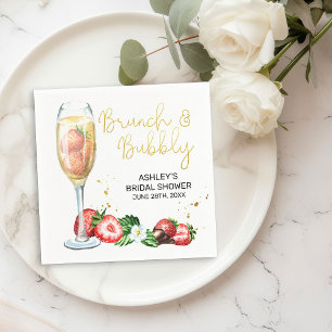 Serviette En Papier Brunch et Bubbly Fraise et douche à champagne