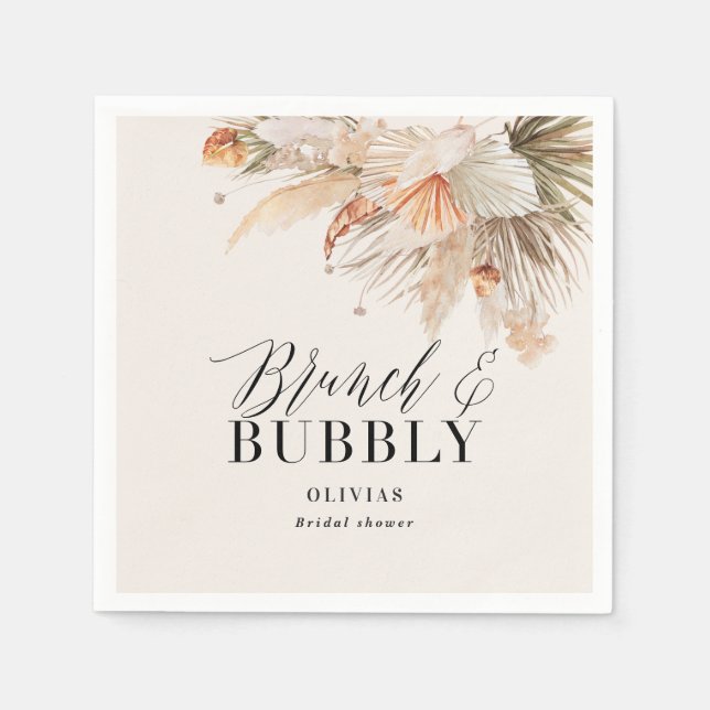Serviette En Papier brunch et bulle Bridal douche pampas herbe Papier (Devant)