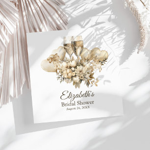 Serviette En Papier Brunch et Champagne Pétillant Fleurs Réception de 