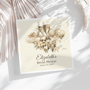 Serviette En Papier Brunch et Champagne Pétillant Fleurs Réception de