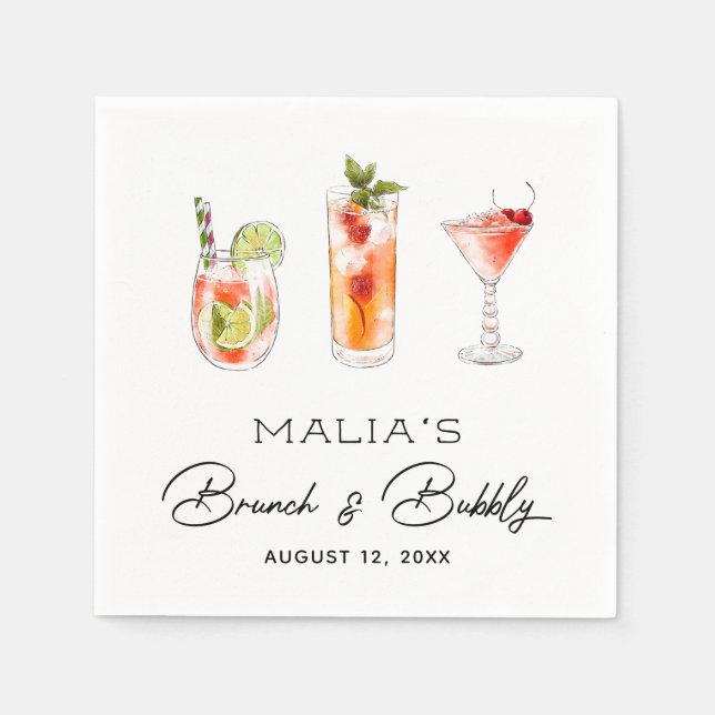 Serviette En Papier Brunch et Fête des mariées Bubbly Napkin (Devant)