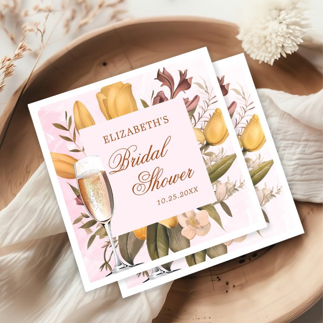 Serviette En Papier Brunch Floral Et Fête des mariées Bubbly (Créateur téléchargé)
