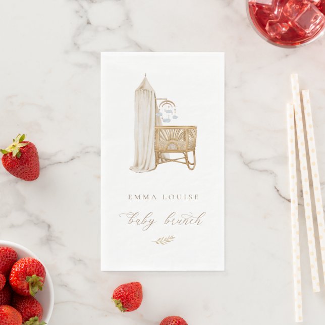 Serviette En Papier Brunch Neutral Boho Baby (En situation)