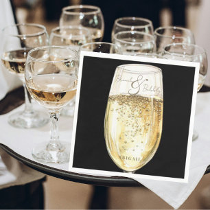 Serviette En Papier Brunch nuptial noir et douche mousseuse