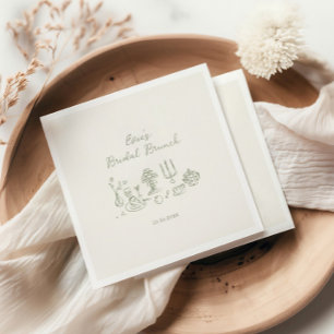 Serviette En Papier Brunch nuptial personnalisé tiré à la main