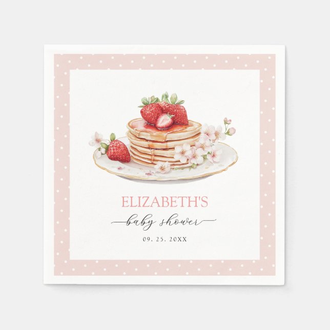 Serviette En Papier Brunch pour bébé fraise rose (Devant)