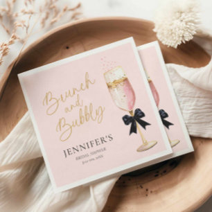 Serviette En Papier Brunch rose et Fête des mariées mousseuse