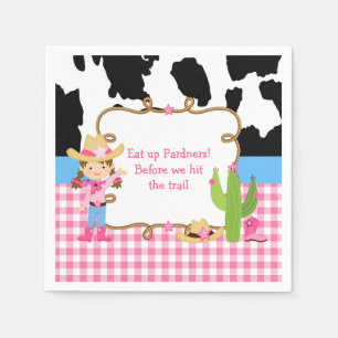 Serviette En Papier Brunette Cowgirl Western fête d'anniversaire