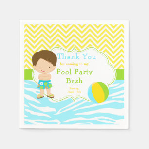Serviette En Papier Brunette Hair Pool Party Bash Party