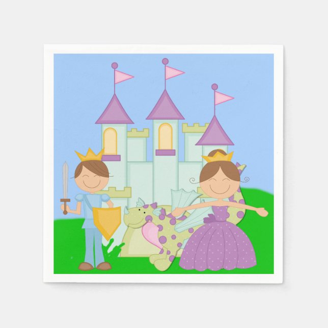 Serviette En Papier Brunette Prince et Princesse Papier Napkins (Devant)