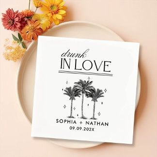 Serviette En Papier Brunk In Love Mariage de plage personnalisé