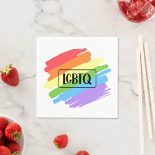 Serviette En Papier Brushstrokes LGBTQ Arc-en-ciel