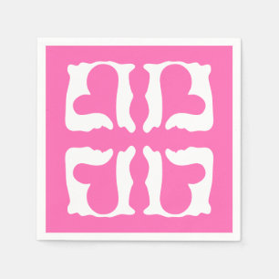 Serviette En Papier Bubblegum Coeurs rose et blanc