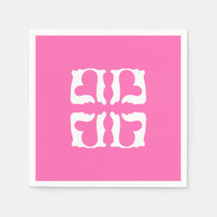 Serviette En Papier Bubblegum Coeurs rose et blanc