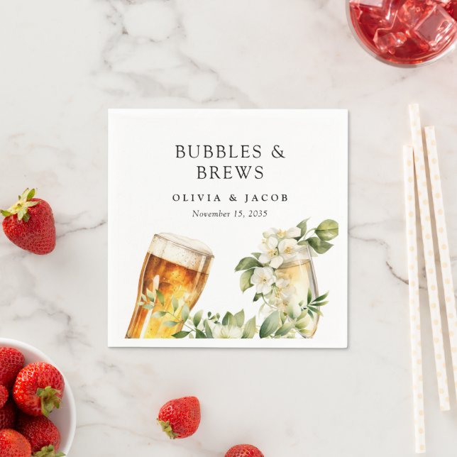 Serviette En Papier Bubbles and Brews Shower de Couple (En situation)