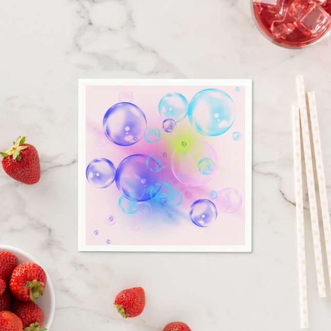 Serviette En Papier BUBBLES - Image Abstraite colorée de l'art fractal (En situation)