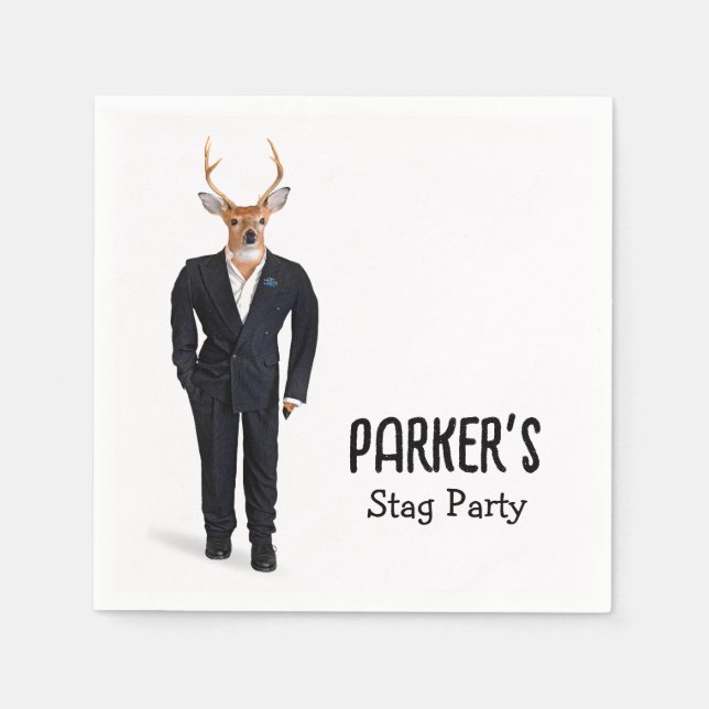 Serviette En Papier Buck In a Tuxedo pour Bachelor Party (Devant)