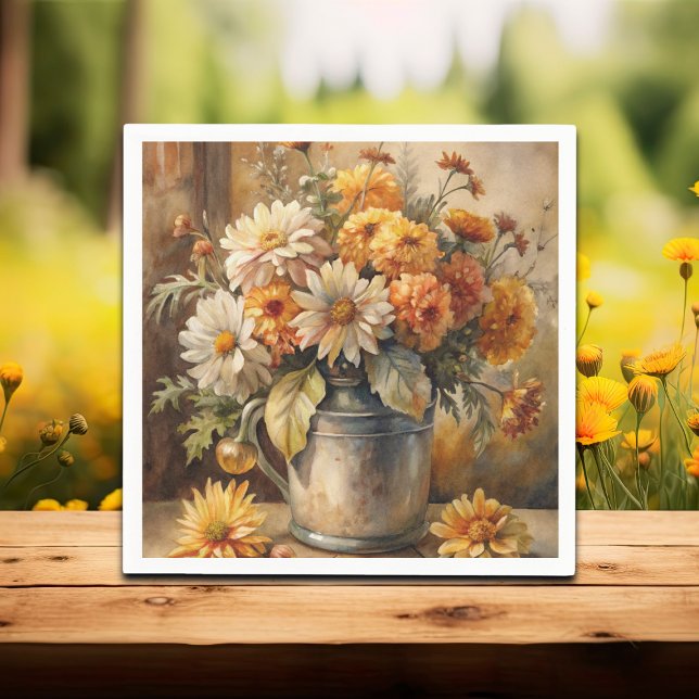 Serviette En Papier Bucket with Fall Floral   (Créateur téléchargé)