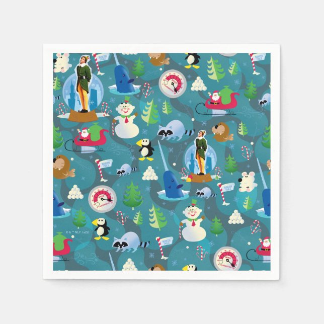 Serviette En Papier Buddy l'elfe et personnages Motif Turquoise (Devant)