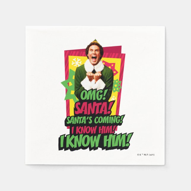 Serviette En Papier Buddy l'Elfe | OMG ! père Noël ! (Devant)