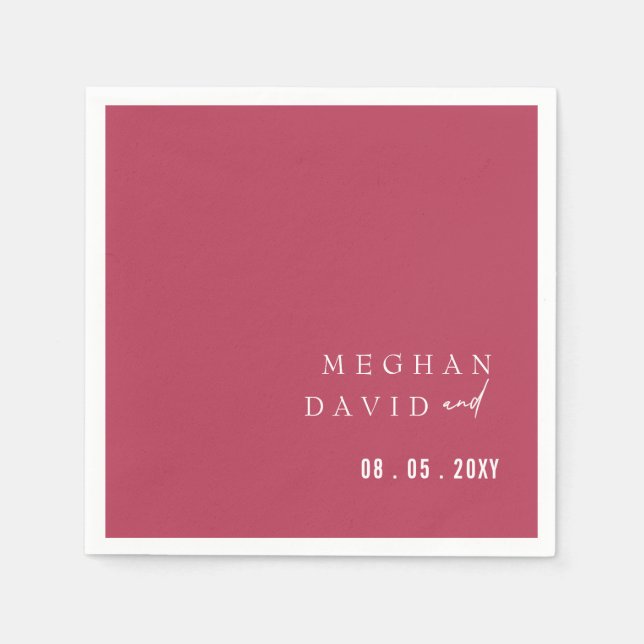 Serviette En Papier Budget Magenta Mariage moderne (Devant)