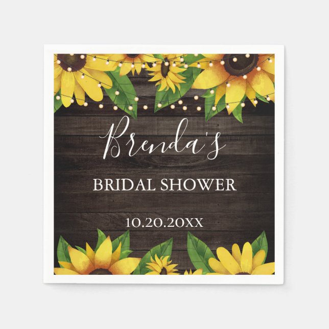 Serviette En Papier Budget Tournesol Grange Bois Chaîne Lumières Naple (Devant)