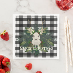 Serviette En Papier Buffalo Plaid Festin Reindeer Noël