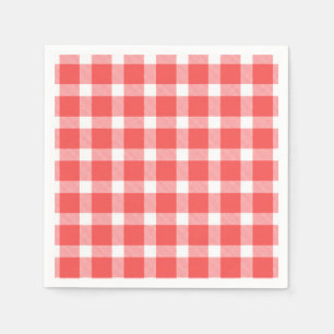 Serviette En Papier Buffalo Rouge Blanc Carreaux De Fête Pique-Nique C