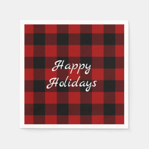 Serviette En Papier buffle rouge et noir plaid Noël